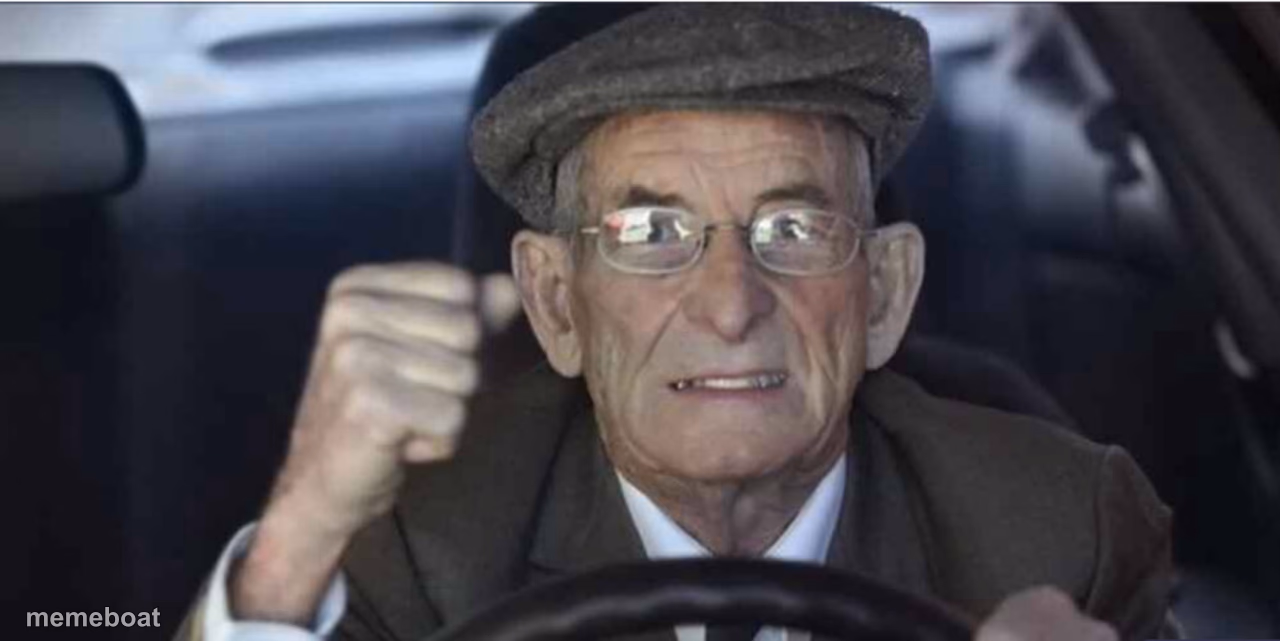 Old man driving - meme generator image preview
