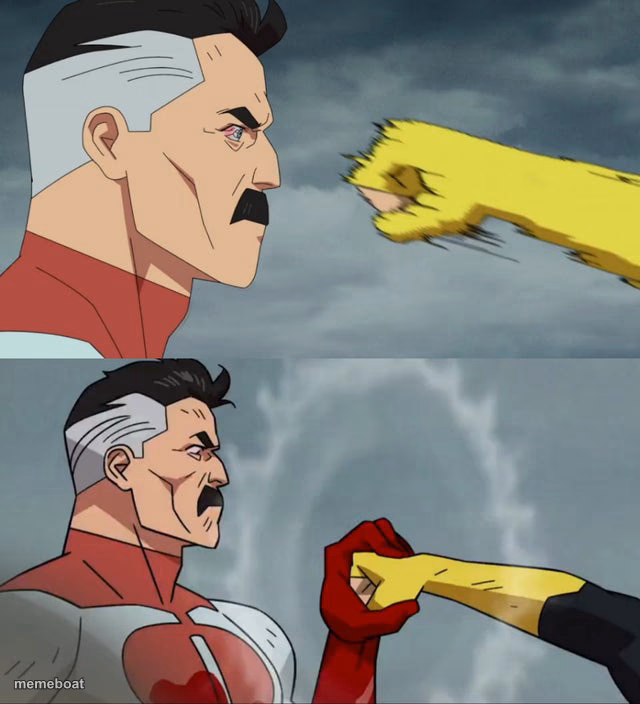Omni Man blocks punch - meme generator image preview