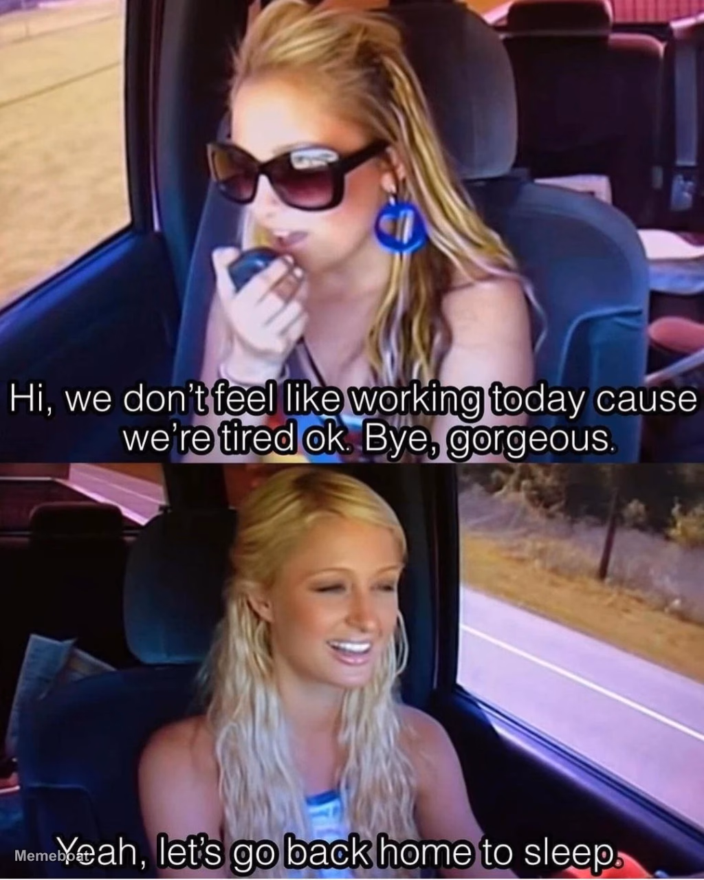 Paris Hilton go back home to sleep - meme generator image preview