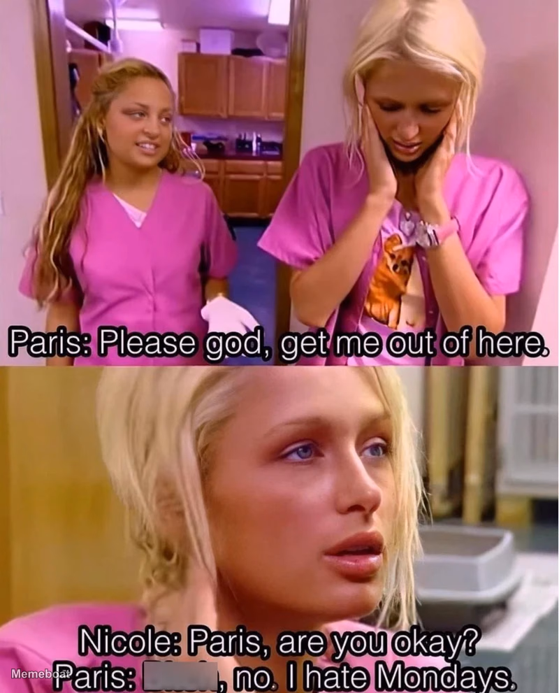 Paris Hilton I hate Mondays - meme generator image preview