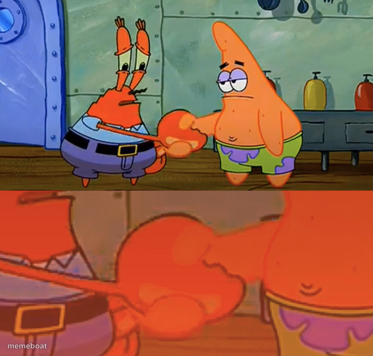 Patrick and Mr Krabs handshake - meme generator image preview