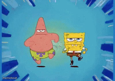 Patrick and SpongeBob Running - meme generator image preview