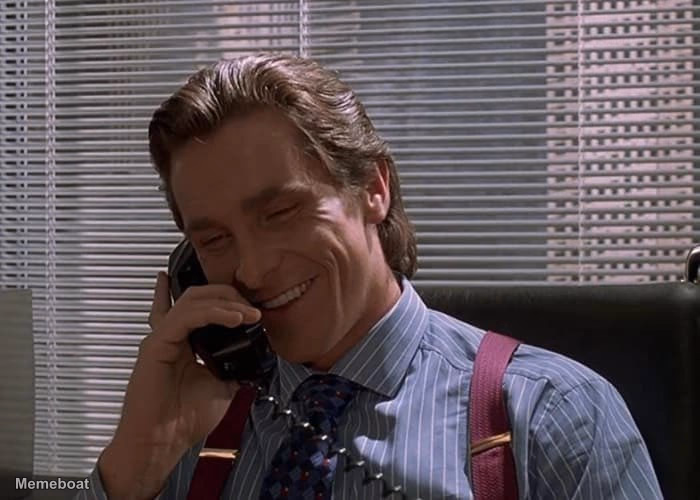 Patrick Bateman on the Phone - meme generator image preview