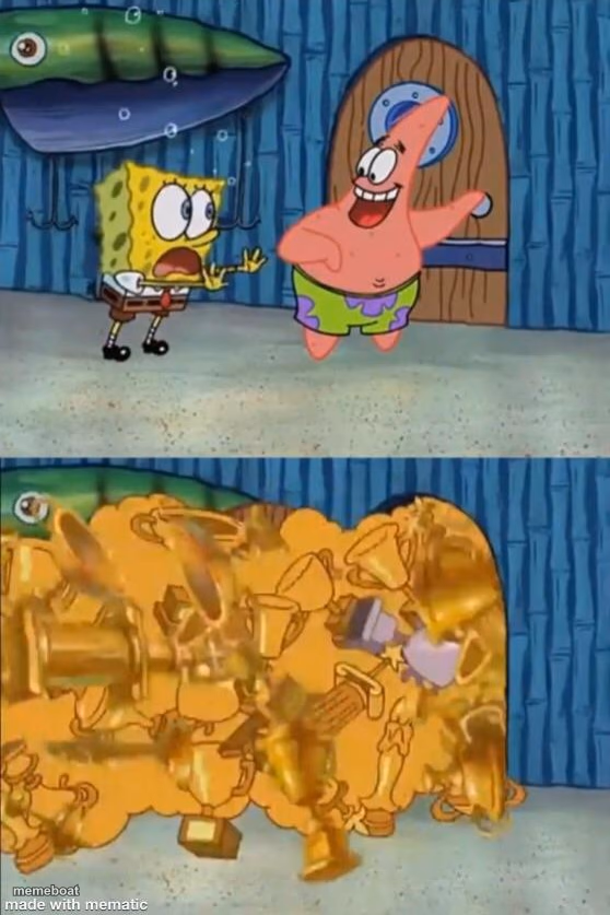 Patrick opening the trophy closet - meme generator image preview