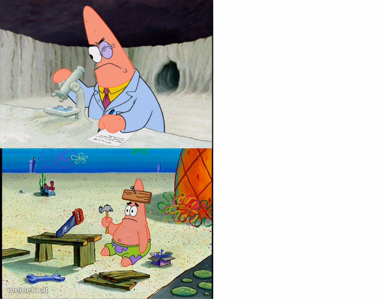 Patrick scientist VS Patrick nail - meme generator image preview