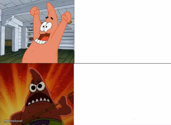 Patrick Star happy and angry - meme generator image preview