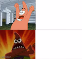 Patrick Star happy and angry