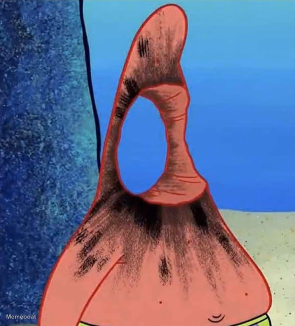 Patrick Star With a Hole Shot Through His Face - meme generator image preview