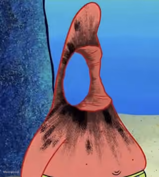 Patrick Star With a Hole Shot Through His Face