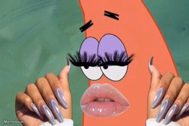 Patrick With Nails and Lashes - meme generator image preview
