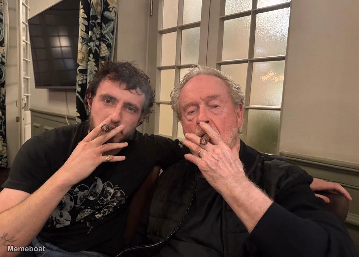 Paul Mescal and Ridley Scott Smoking Cigars - meme generator image preview