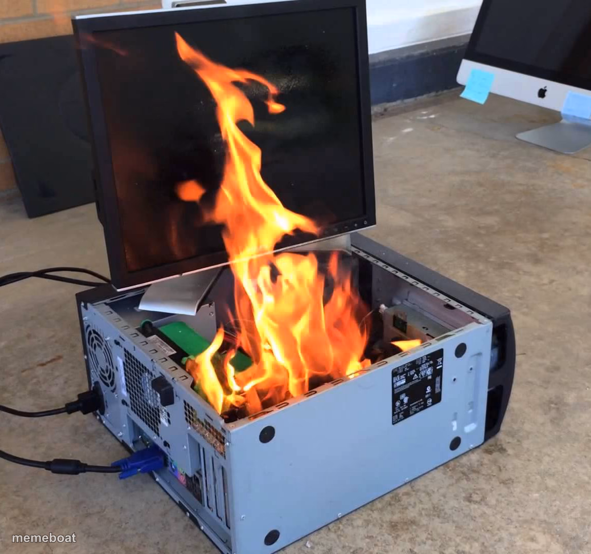 Pc on fire - meme generator image preview