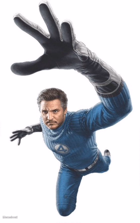 Pedro Pascal As Reed Richards Stretching Arm - meme generator image preview