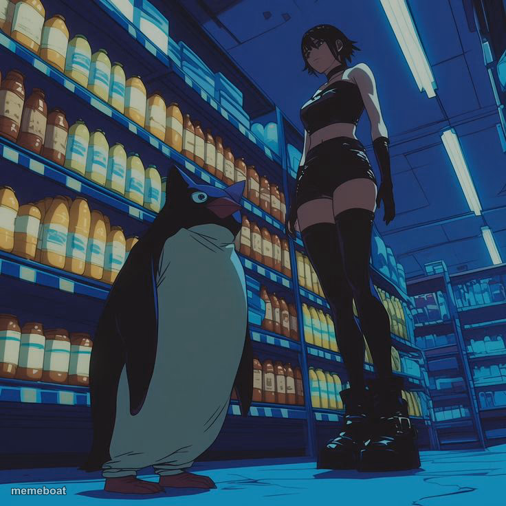 Penguin and Goth Girlfriend - meme generator image preview