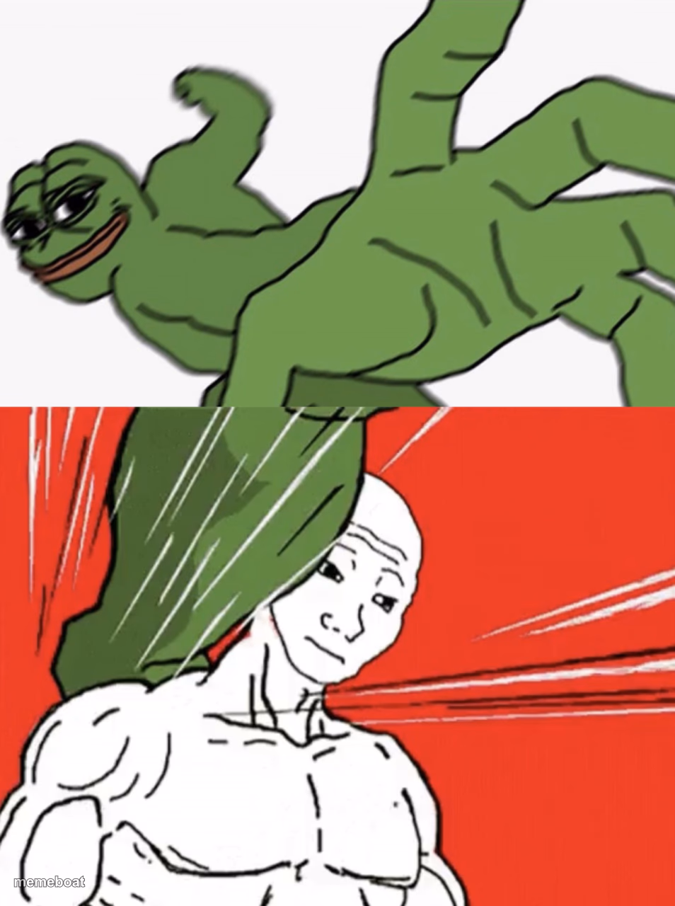 Pepe punch vs. Dodging Wojak - meme generator image preview