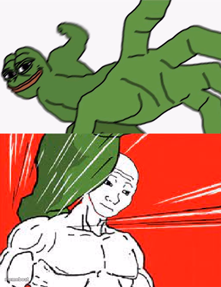 Pepe punch vs. Dodging Wojak - meme generator image preview
