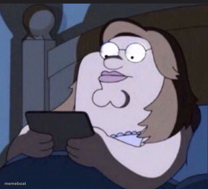 Peter griffin on his phone in bed - meme generator image preview