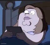 Peter griffin on his phone in bed