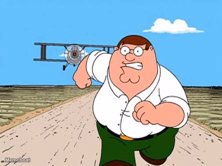 Peter griffin running away for a plane - meme generator image preview