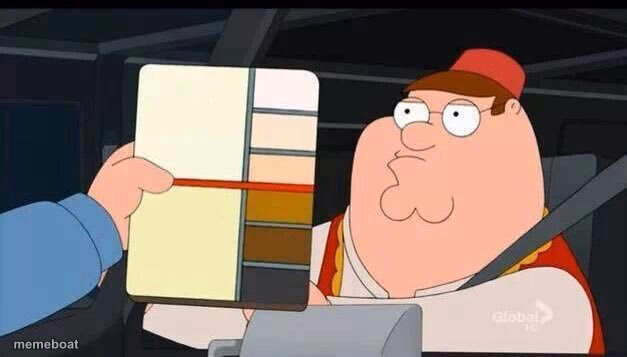 Peter Griffin skin color chart race terrorist blank - meme generator image preview