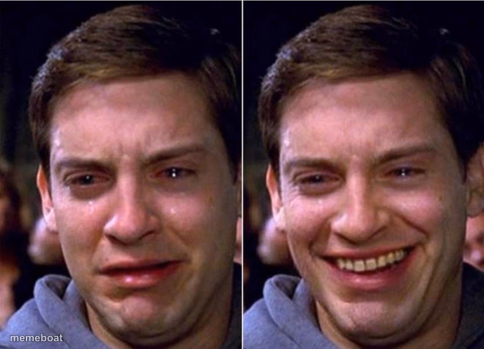 Peter Parker Sad Cry Happy cry - meme generator image preview