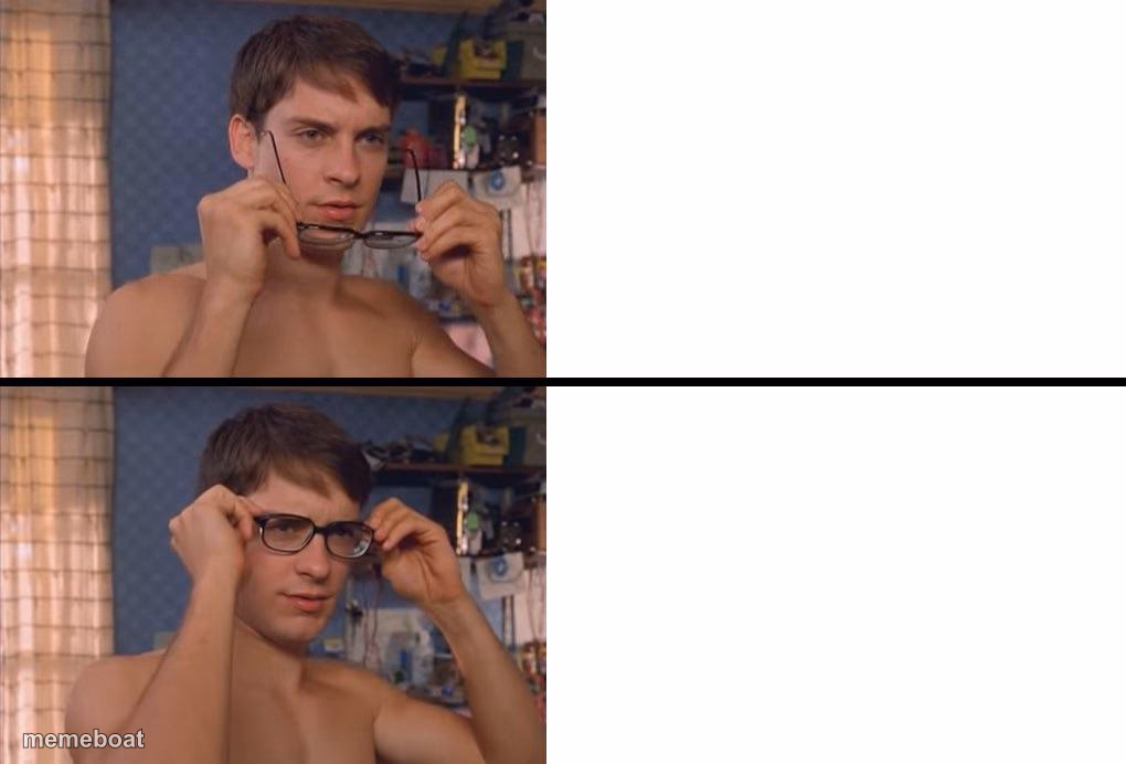 Peter Parker Wearing Glasses - meme generator image preview