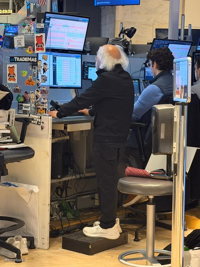 Peter Tuchman Trading at His Multi-monitor Desk - meme generator image preview