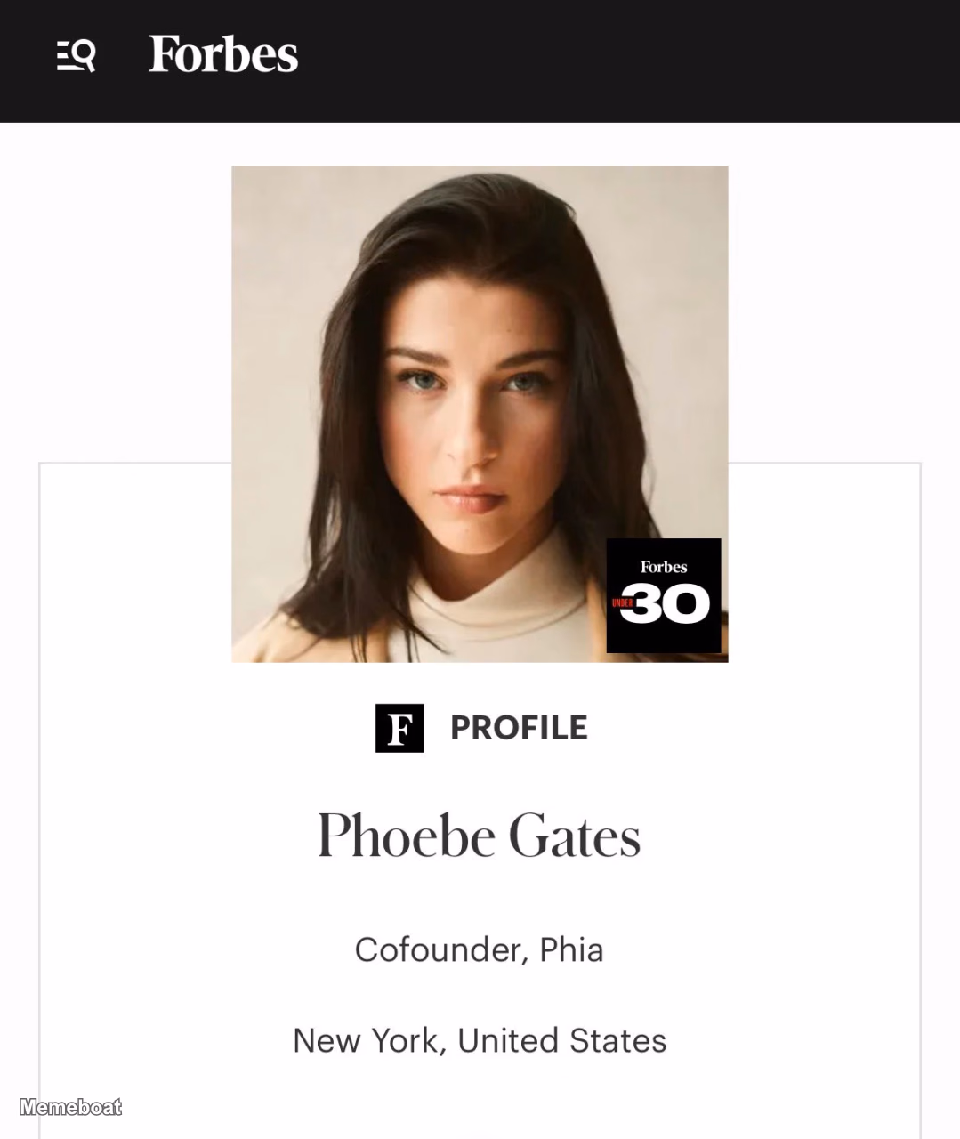 Phoebe Gates Forbes 30u30 - meme generator image preview