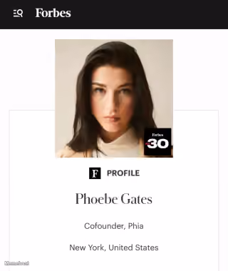 Phoebe Gates Forbes 30u30