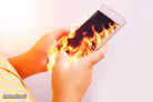 Phone on fire in hands