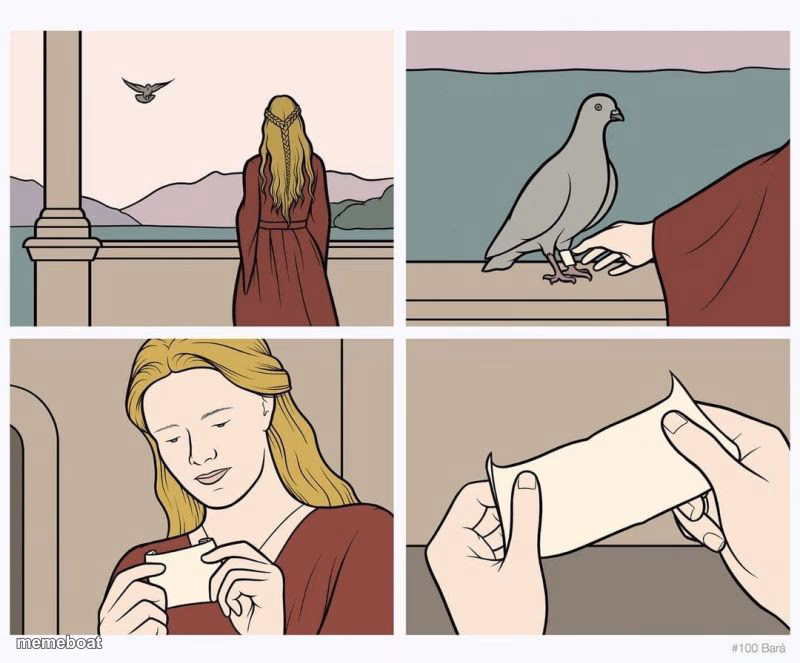 Pigeon gives Woman Message - meme generator image preview