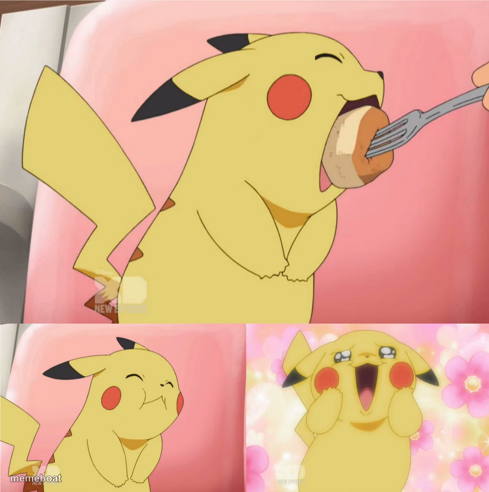 pikachu eating cake - meme generator image preview