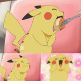 pikachu eating cake