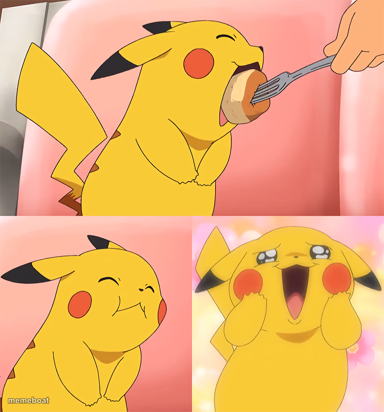 pikachu loves food - meme generator image preview