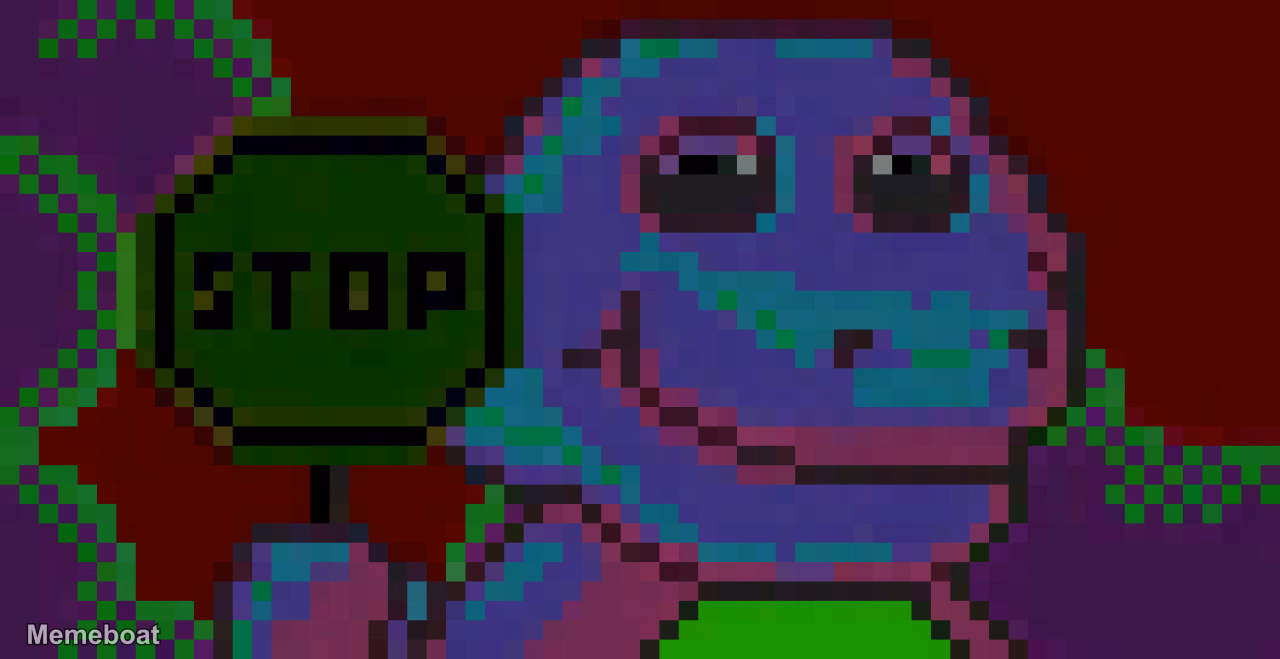 Pixelated Stop Sign Barney - meme generator image preview