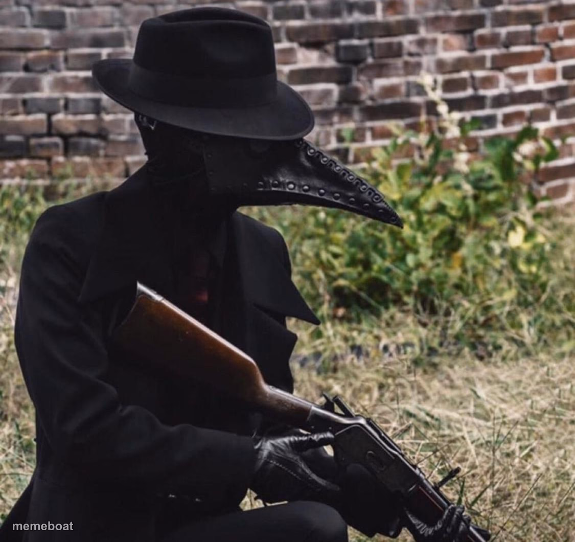 plague doctor with gun - meme generator image preview