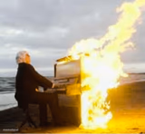 Playing flaming piano