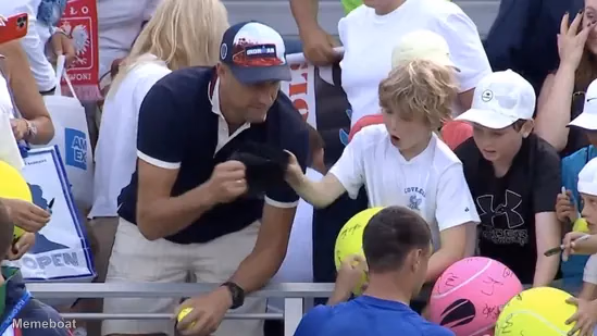 Polish CEO Snatching Hat from Child at US Open - meme generator image preview