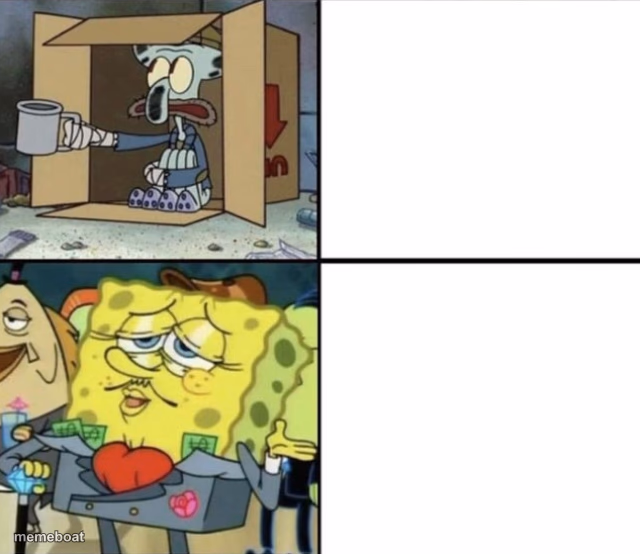 Poor Squidward vs Rich Spongebob - meme generator image preview