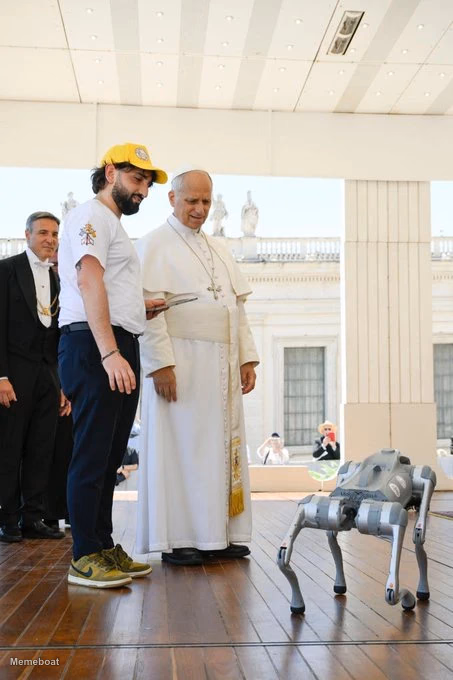 Pope Francis and Robot Dog - meme generator image preview