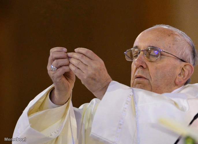 Pope Francis Holding Eucharist - meme generator image preview