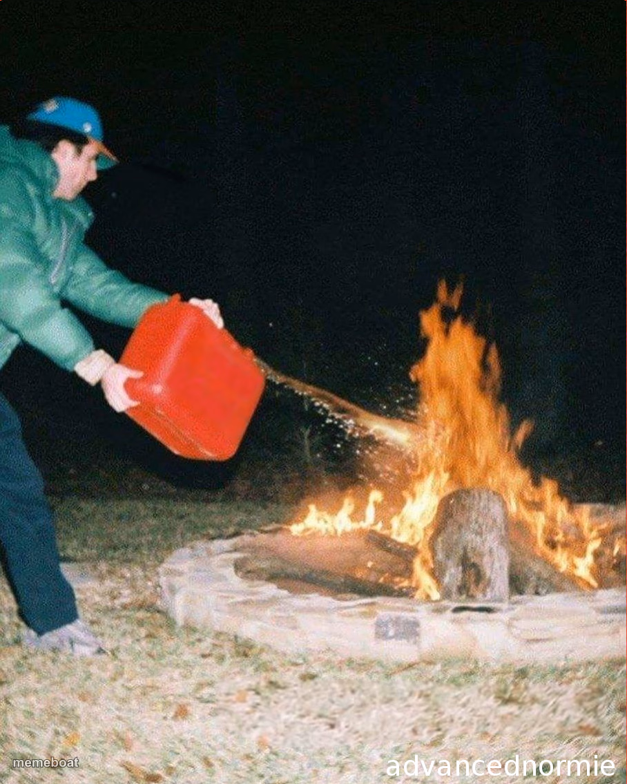 pouring gas on fire - meme generator image preview