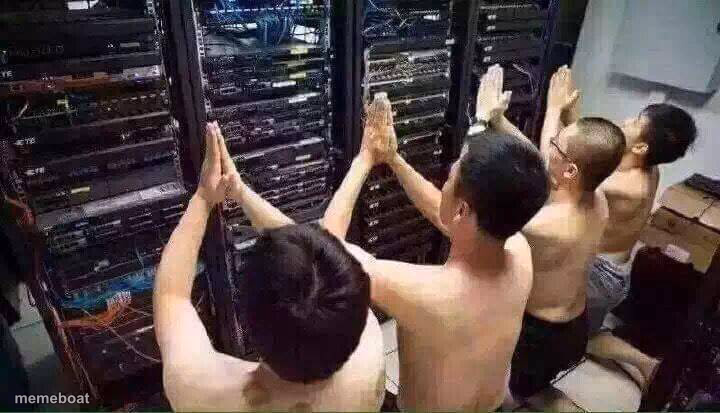 Praying to the server gods - meme generator image preview