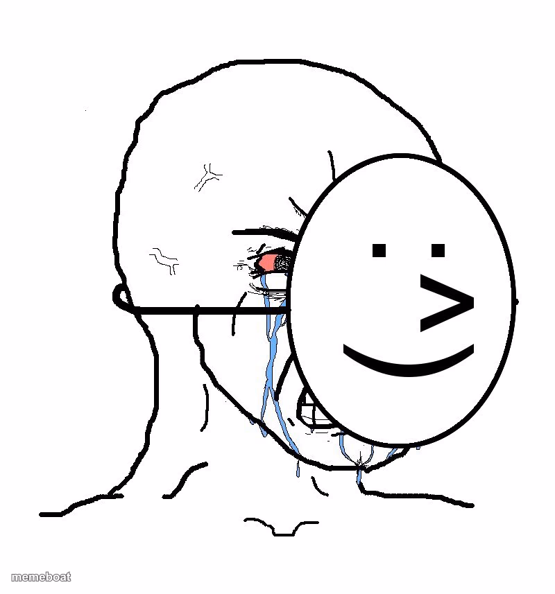 Pretending To Be Happy, Hiding Crying Behind A Mask - meme generator image preview