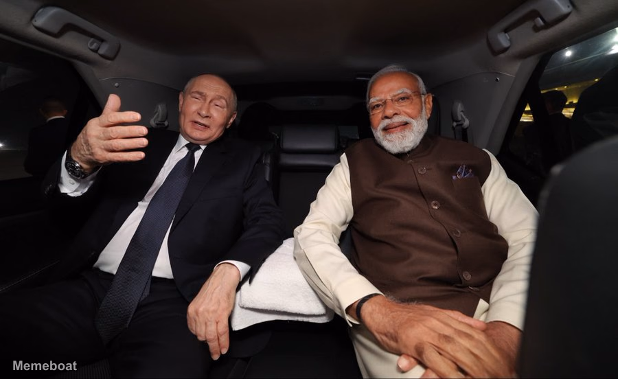 Putin Explaining to Modi - meme generator image preview