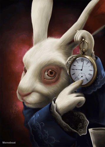 rabbit with clock - meme generator image preview