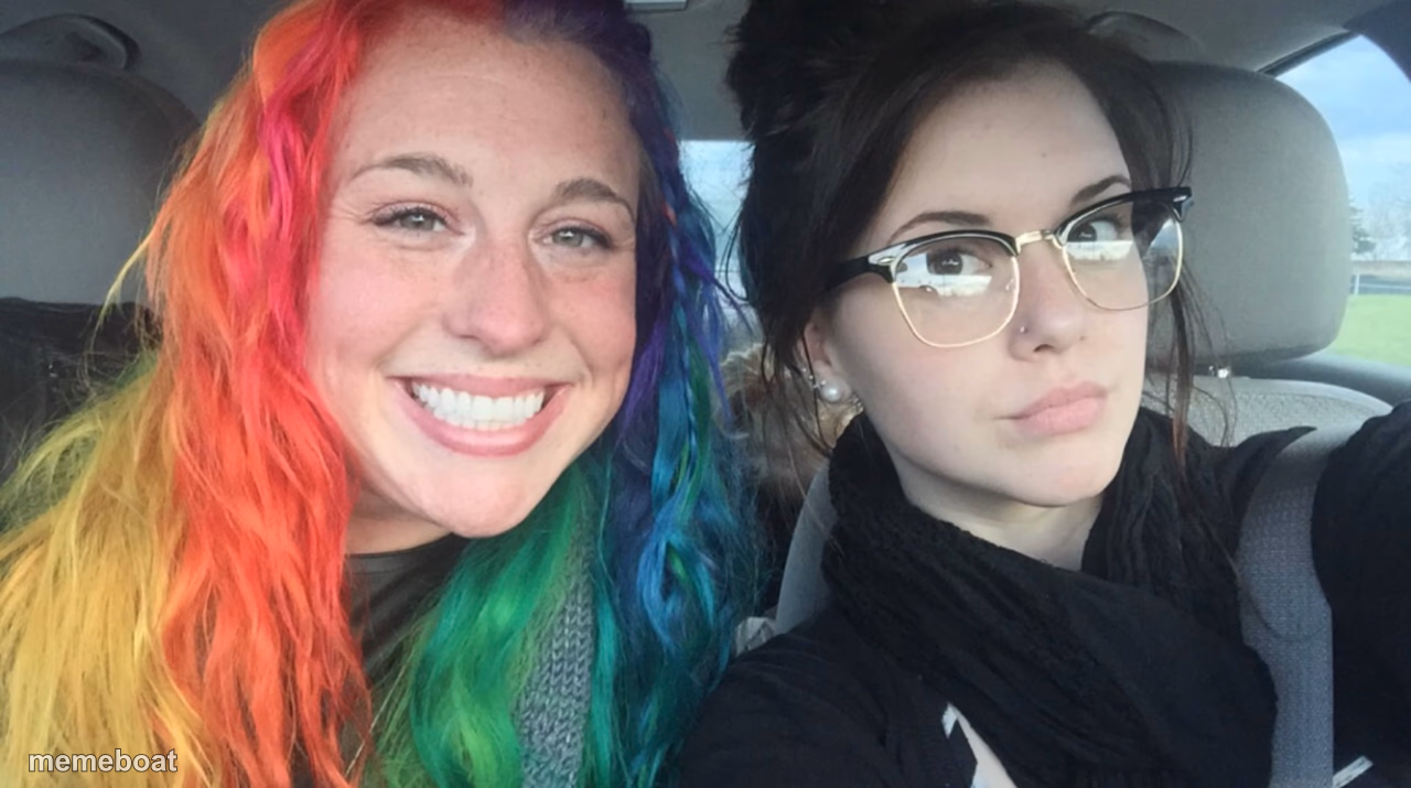 Rainbow girl and goth girl - meme generator image preview