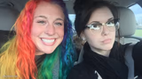 Rainbow girl and goth girl