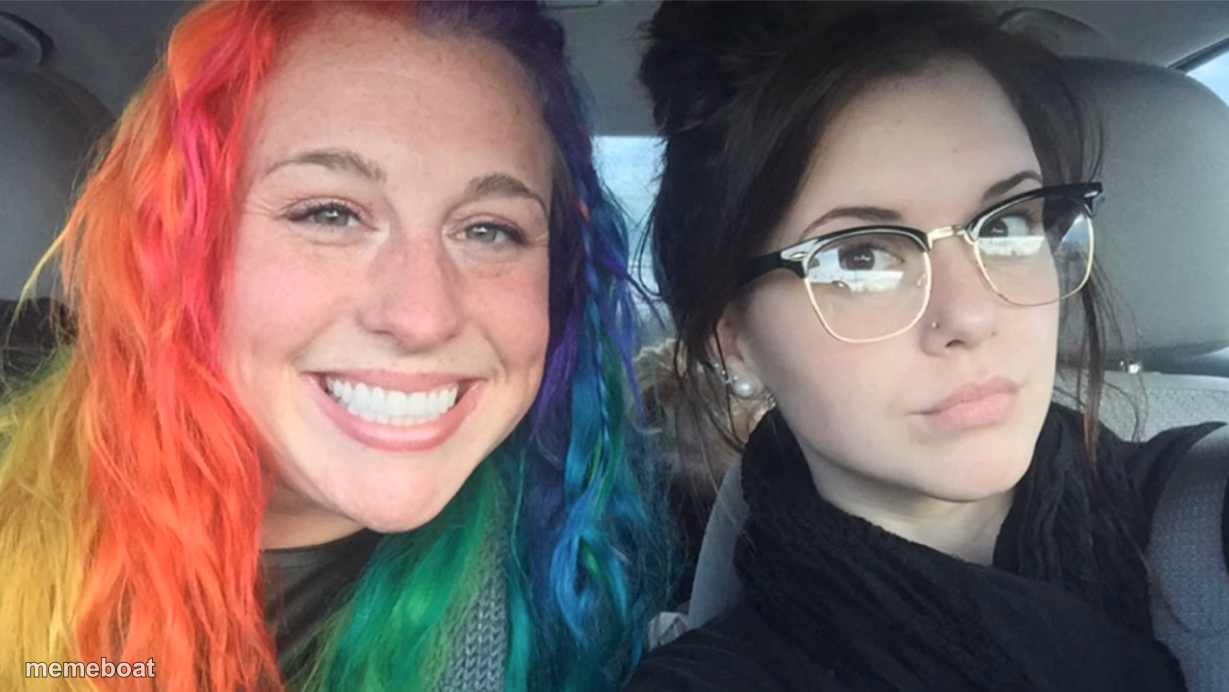 Rainbow hair vs Dark hair - meme generator image preview