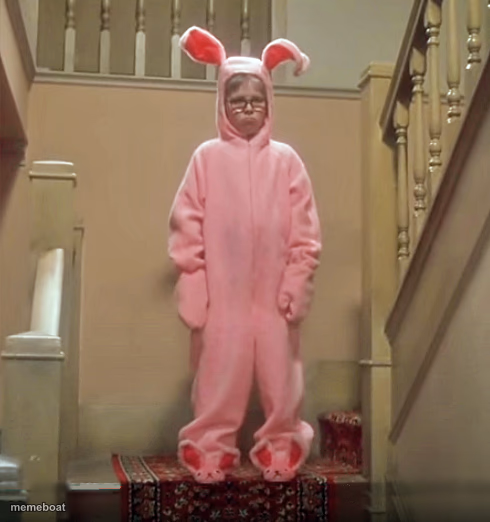 Ralphie Christmas Story Bunny Outfit - meme generator image preview